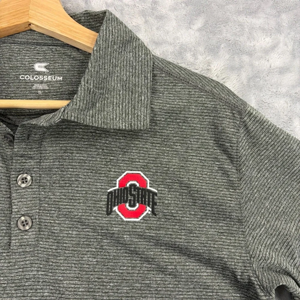 Ohio State Buckeyes Mens Small Gray Short Sleeve Performance Golf Polo NEW